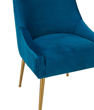 Beatrix Pleated Navy Velvet Side Chair