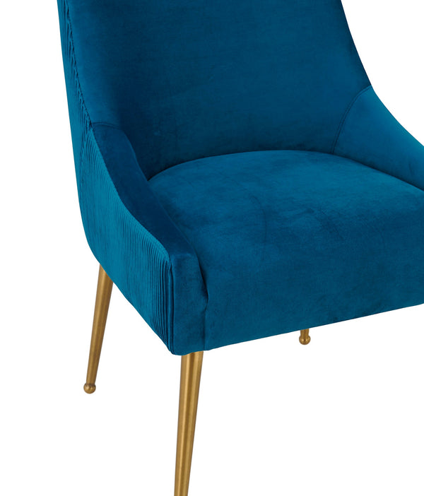 Beatrix Pleated Navy Velvet Side Chair