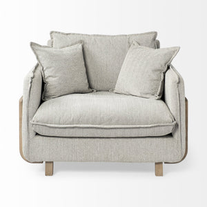 Roy II Frost Gray Upholstered and Brown Wood Frame Arm Chair