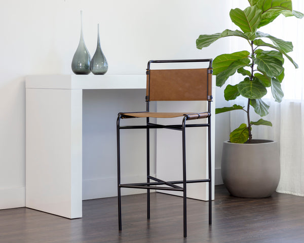 CORRIGAN BARSTOOL - COGNAC LEATHER