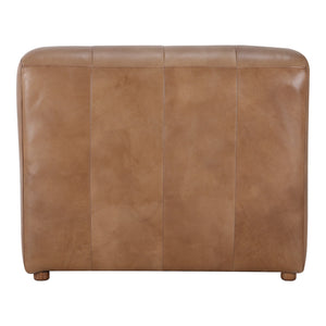 Ramsay Leather Chaise in Tan with Ribbed Detail