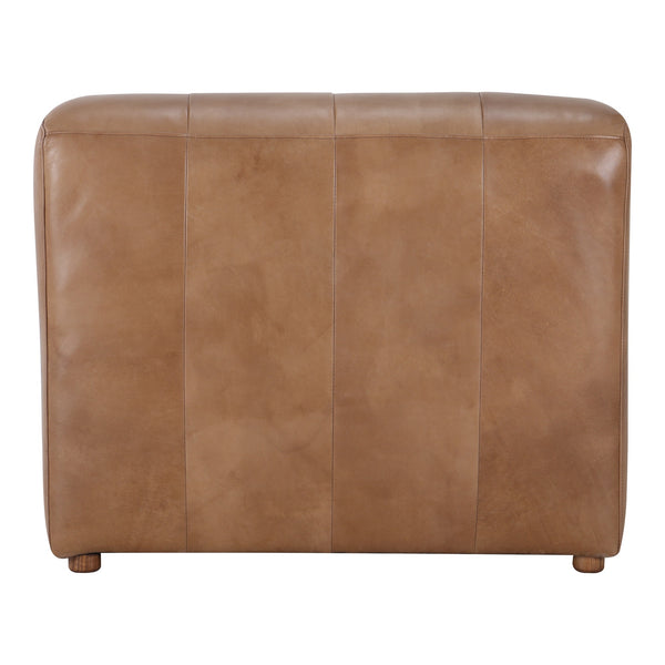 Ramsay Leather Chaise in Tan with Ribbed Detail