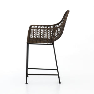 Bandera Outdoor Woven Counter Stool-Grey