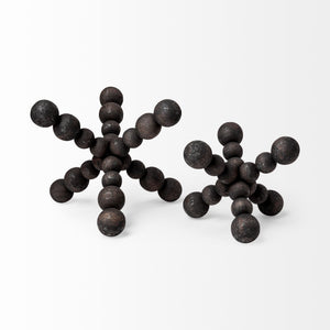 Carollan II (Large) 9L x 9W Black Geometric Wood Ball Jack