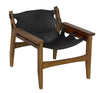 Nomo Teak Chair in Black Leather with Clear Coat Flat Finish