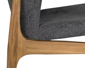 Vittorio Teak Chair in Ocean Grey Fabric with a Clear Coat Flat Finish