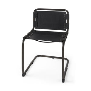 Berbick 33" Total Height Black Leather w/ Iron Frame Dining Chair