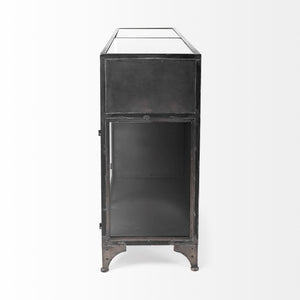 Pender 63" L Black Metal Glass Door Display Cabinet