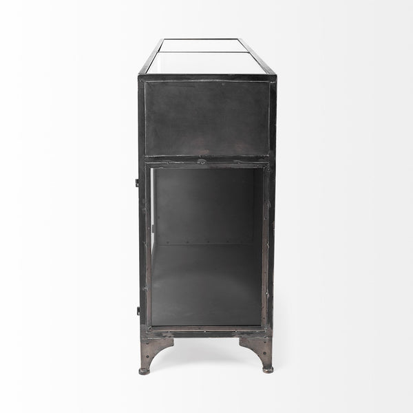 Pender 63" L Black Metal Glass Door Display Cabinet