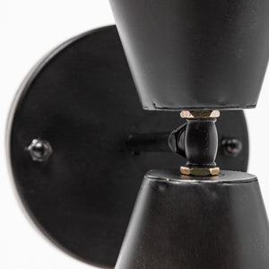 Eris II 7.3x12.6 Black Metal w/Gold Accent Double-Cone Wall Sconce