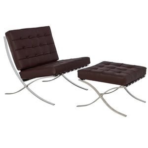 ZARA CHAIR & OTTOMAN - DARK BROWN