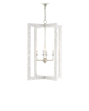 Arietta Chandelier In Mother of Pearl & Contemporary Silver Leaf