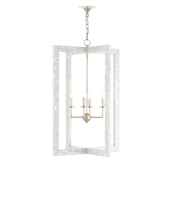 Arietta Chandelier In Mother of Pearl & Contemporary Silver Leaf