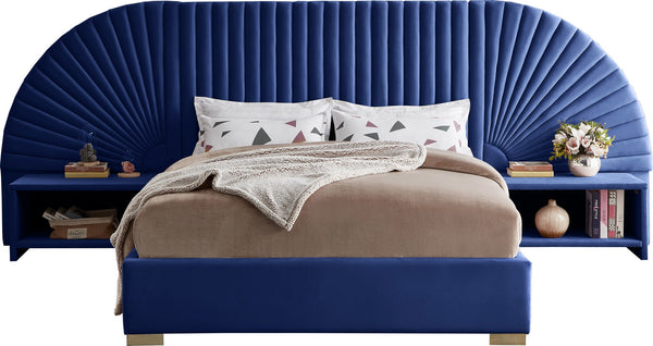 Diana King Bed In Navy Velvet