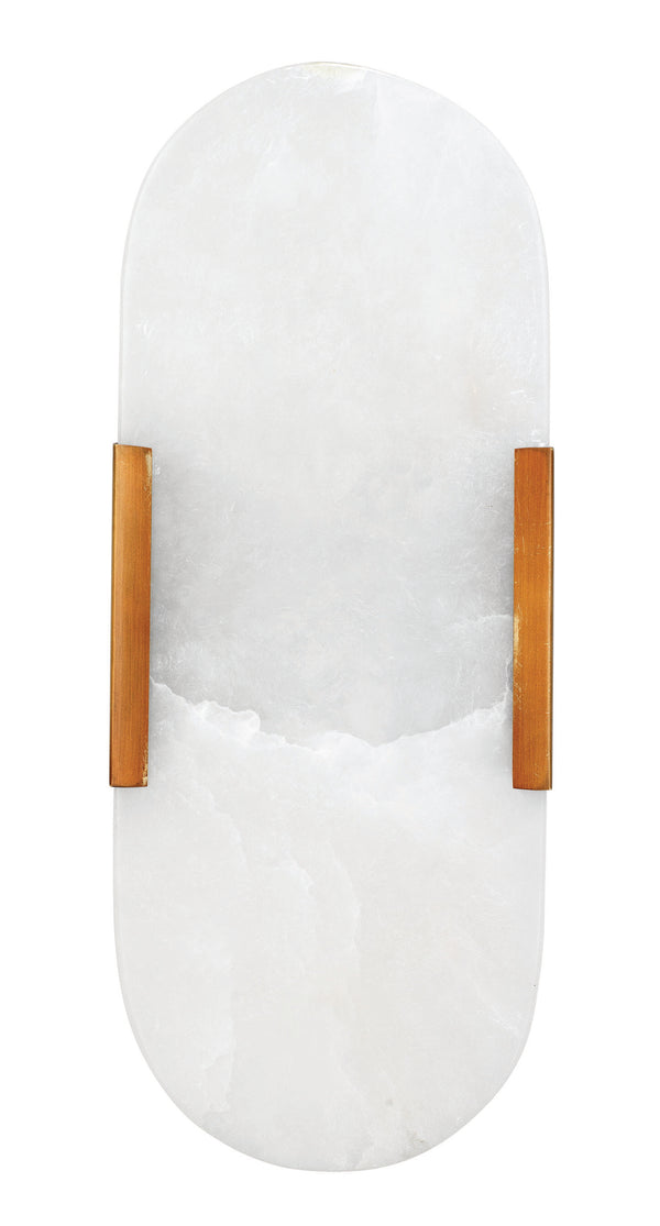 Delphi 2-Light Alabaster Wall Sconce, Antique Brass Metal