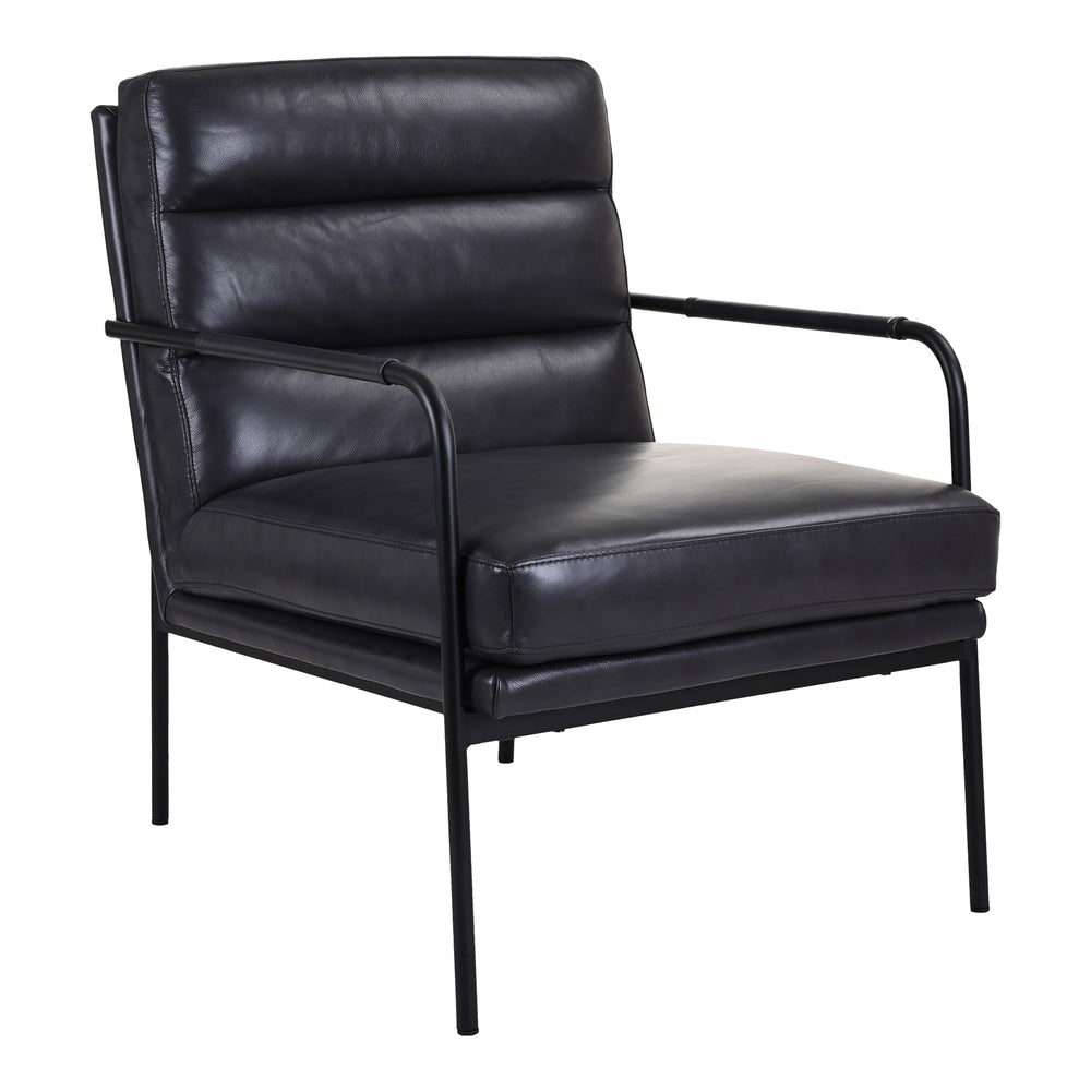 Moe's Verlaine Armchair in Raven Black Leather