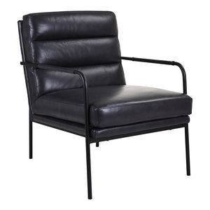 Moe's Verlaine Armchair in Raven Black Leather