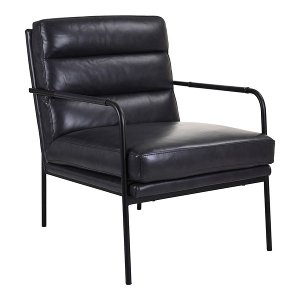 Moe's Verlaine Armchair in Raven Black Leather