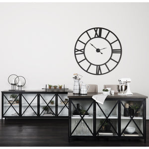 Aurelia 79.0L x 16.0W x 33.0H Black and White Metal Four Door Glass Cabinet