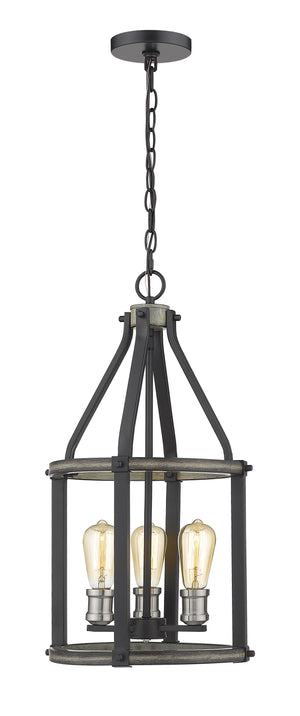 Kirkland 3 Light Pendant in Ashen Barnboard Finish