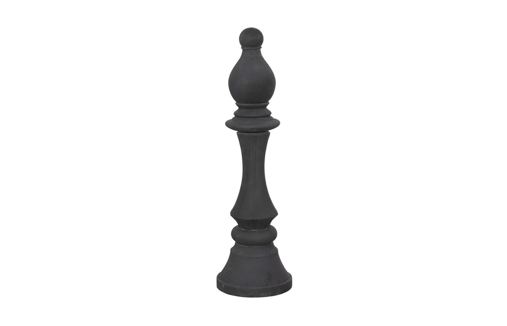 Bishop Chess Sculpture, Cast Stone Black, Smallallall