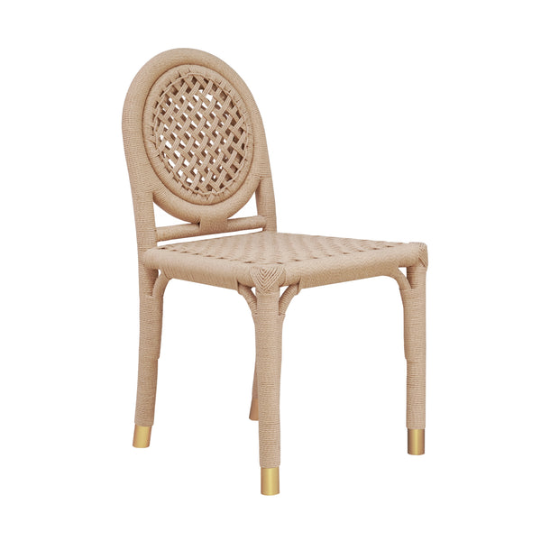 ROUND BACK RATTAN WRAPPED DINING CHAIR