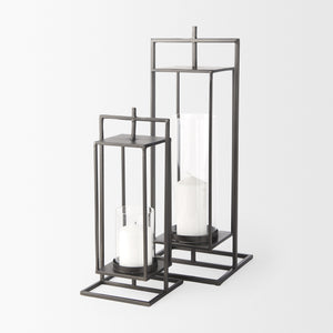 Albus I Large Black Metal Rectangular Table Candle Holder