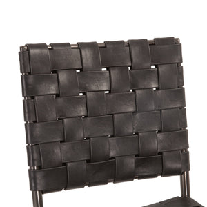 Copenhagen 18" Buffalo Leather and Iron Dining Chair, Black
