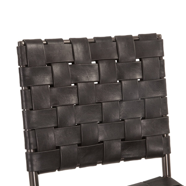 Copenhagen 18" Buffalo Leather and Iron Dining Chair, Black