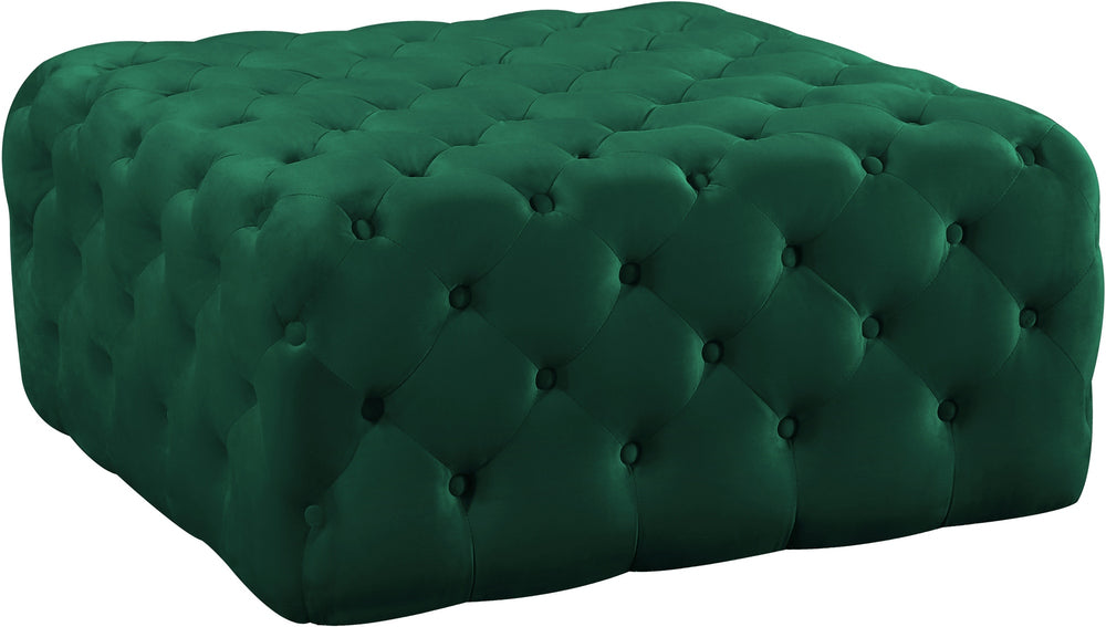 Laurie Ottoman/Bench In Green Velvet
