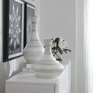 Potter Fluted Striped Vases, S/2