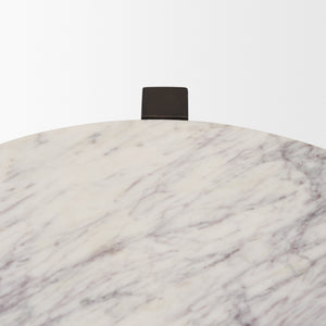 Bianca Dark Brown Wood w/ Marble Round Accent Table