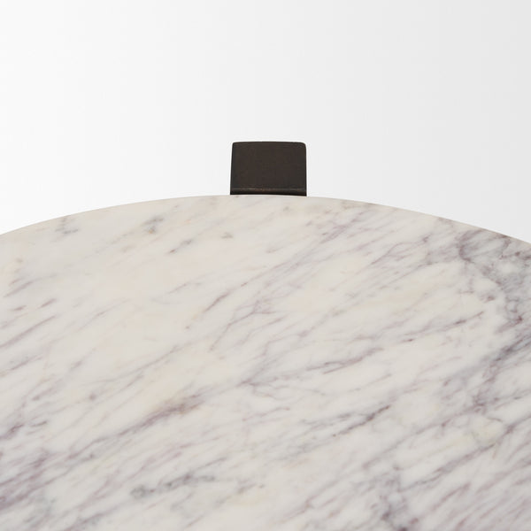Bianca Dark Brown Wood w/ Marble Round Accent Table