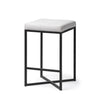 Frodo 26" Seat Height White Fabric Seat Black Metal Base Stool