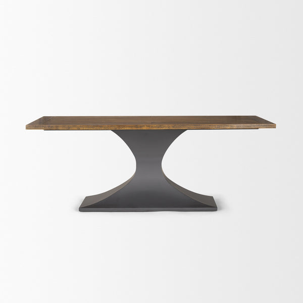 Maxton II 79x39 Rectangular Brown Solid Wood Top Dark Gunmetal Base Dining Table