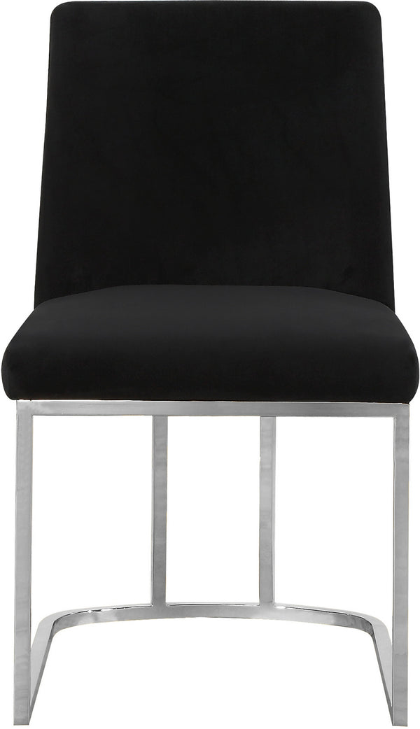 Rick Dining Chair In Black Velvet and Chrome