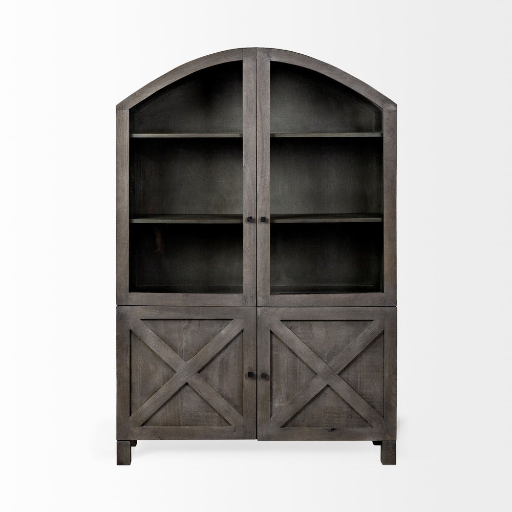 Barrett 48.5L X 17.25W X 73H Gray Solid Wood Display Cabinet