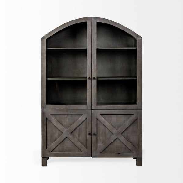 Barrett 48.5L X 17.25W X 73H Gray Solid Wood Display Cabinet