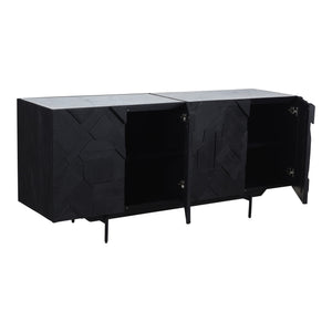 Moe's Kattan Sideboard Black with Marble Top