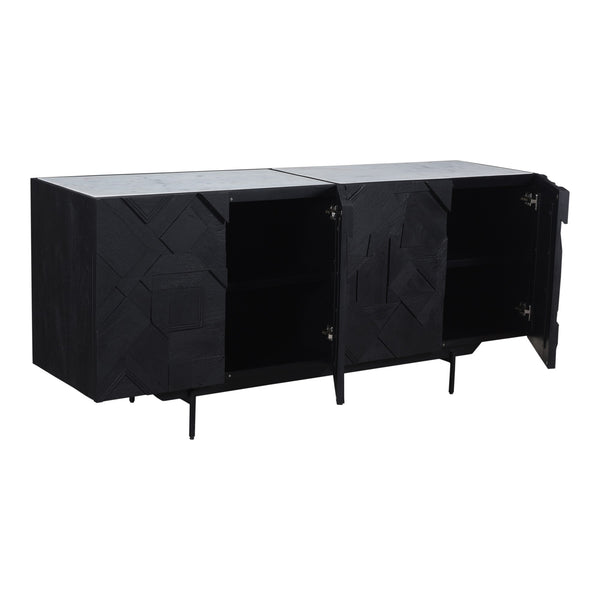 Moe's Kattan Sideboard Black with Marble Top
