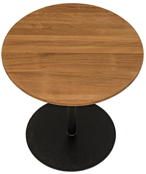 Ford Small Side Table, Gold Teak with Steel Base