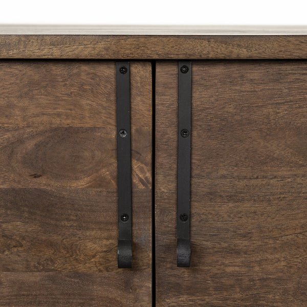 Glenn VI 71.5x18 Dark Brown Wood Frame w/ Black Iron Accent, 6 Drawer, 2 Door Cabinet Sideboard
