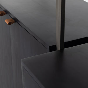 Trey Modular Wall Desk W/ 1 Bookcase - Black Wash Poplar