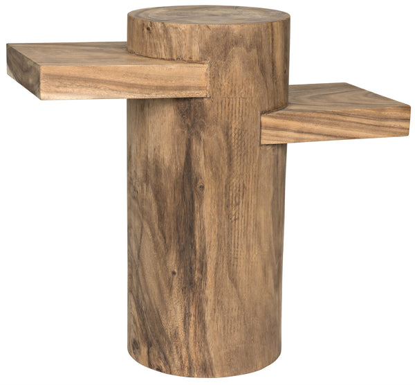 Tabula Munggur Wood Side Table with Semi-Gloss Finish