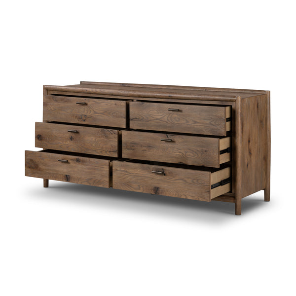Glenview 6 Drawer Dresser In Weathered Oak