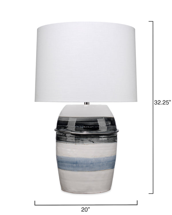 Horizon Striped Ceramic Table Lamp with Linen Shade
