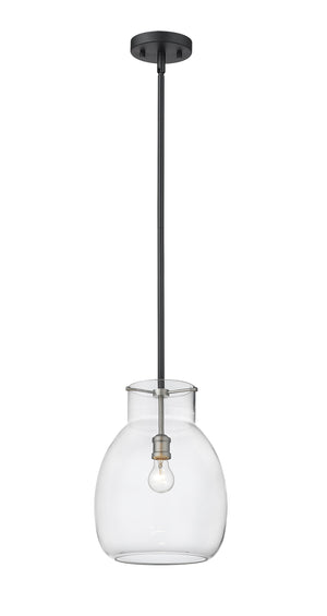 Bella 1 Light Mini Pendant in Matte Black + Brushed Nickel Finish