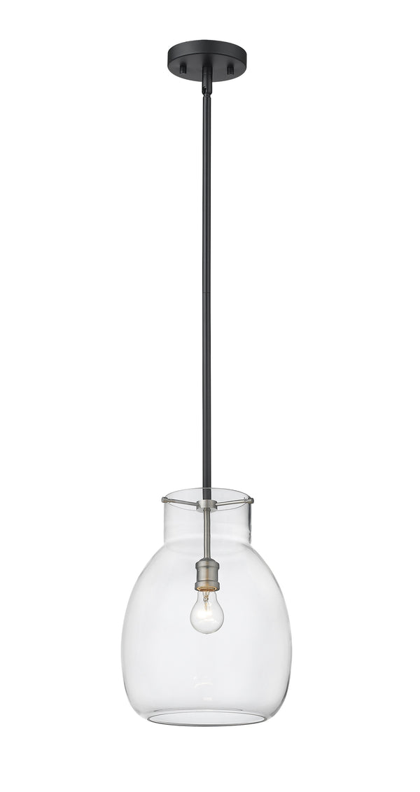 Bella 1 Light Mini Pendant in Matte Black + Brushed Nickel Finish