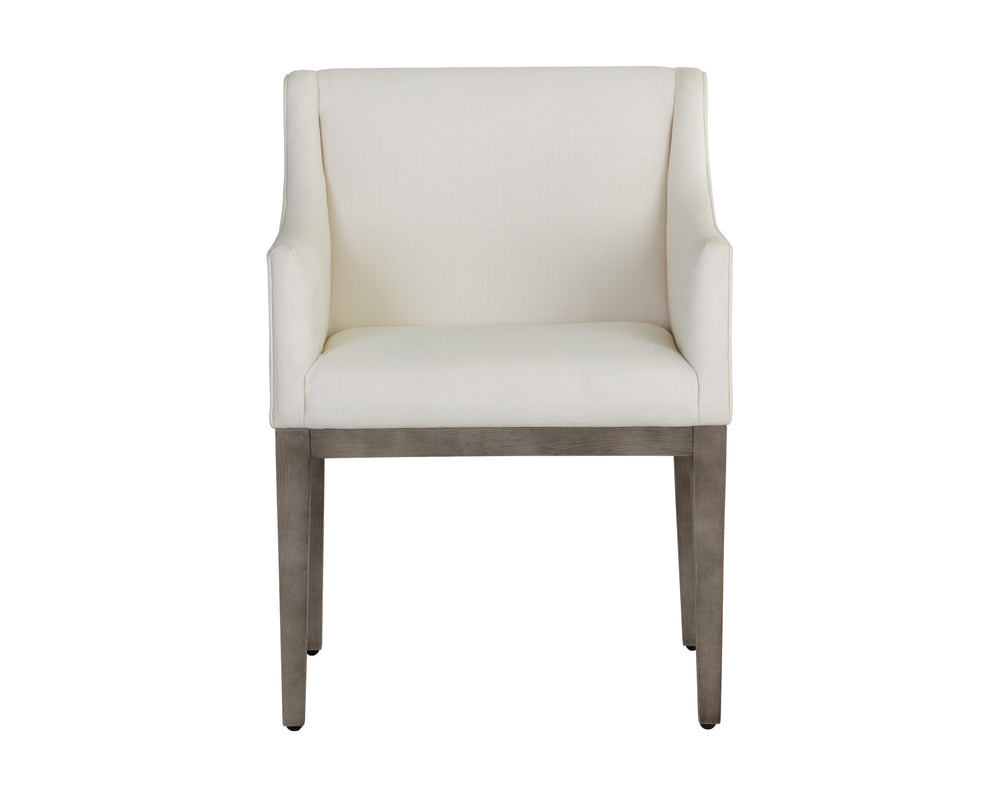 MALIK DINING ARMCHAIR - ASH GREY - LINOSO IVORY