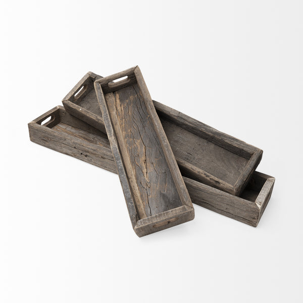 Vernon (Large) 36L x 7W Brown Reclaimed Wood Tray